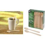 PAPSTAR Holz-Kaffeelöffel "pure", Länge: 110 mm, 100er aus natürlich hellem Birkenholz, biologisch abbaubar - 1 Stück (10085)