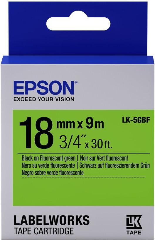EPSON POS Epson Label Cartridge Fluorescent LK-5GBF Black/Green 18mm (9m) (C53S655005)