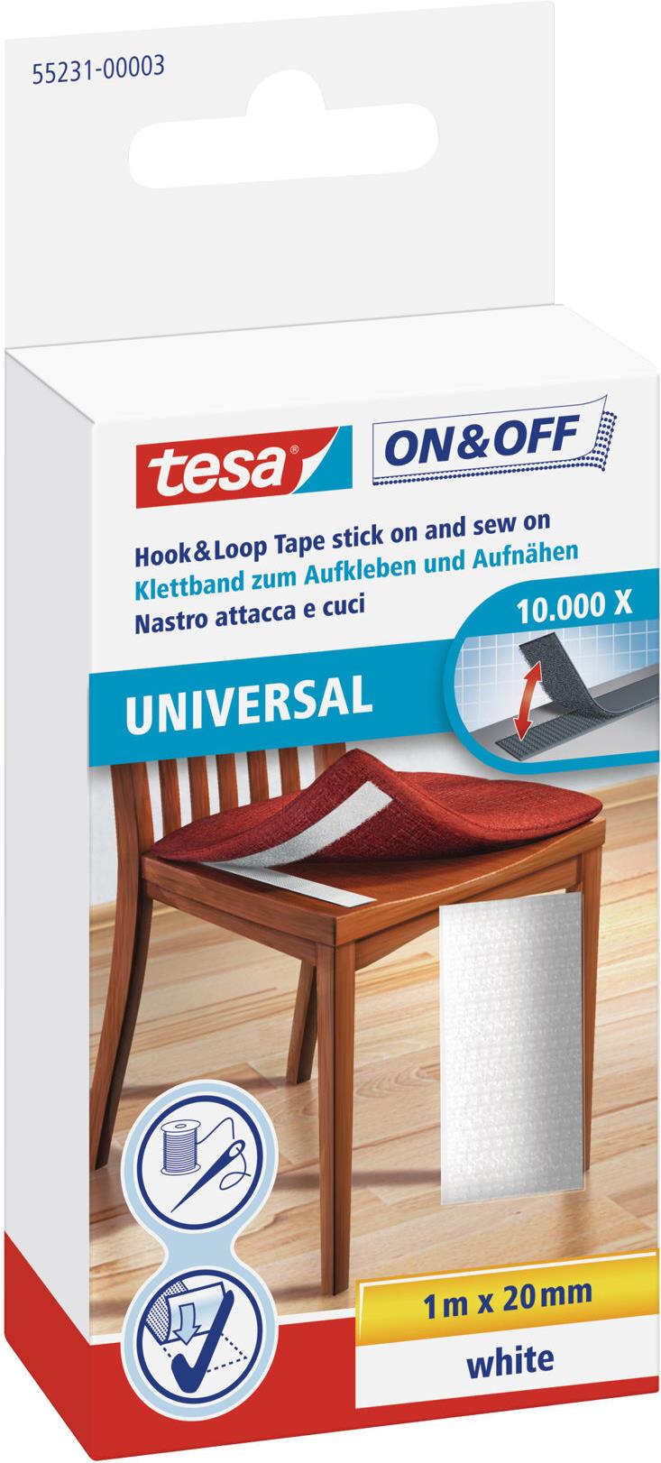 Tesa ON&OFF Klettband zum Aufkleben&Aufnähen 20mmx100cm 6Stk (55231-00003-01)