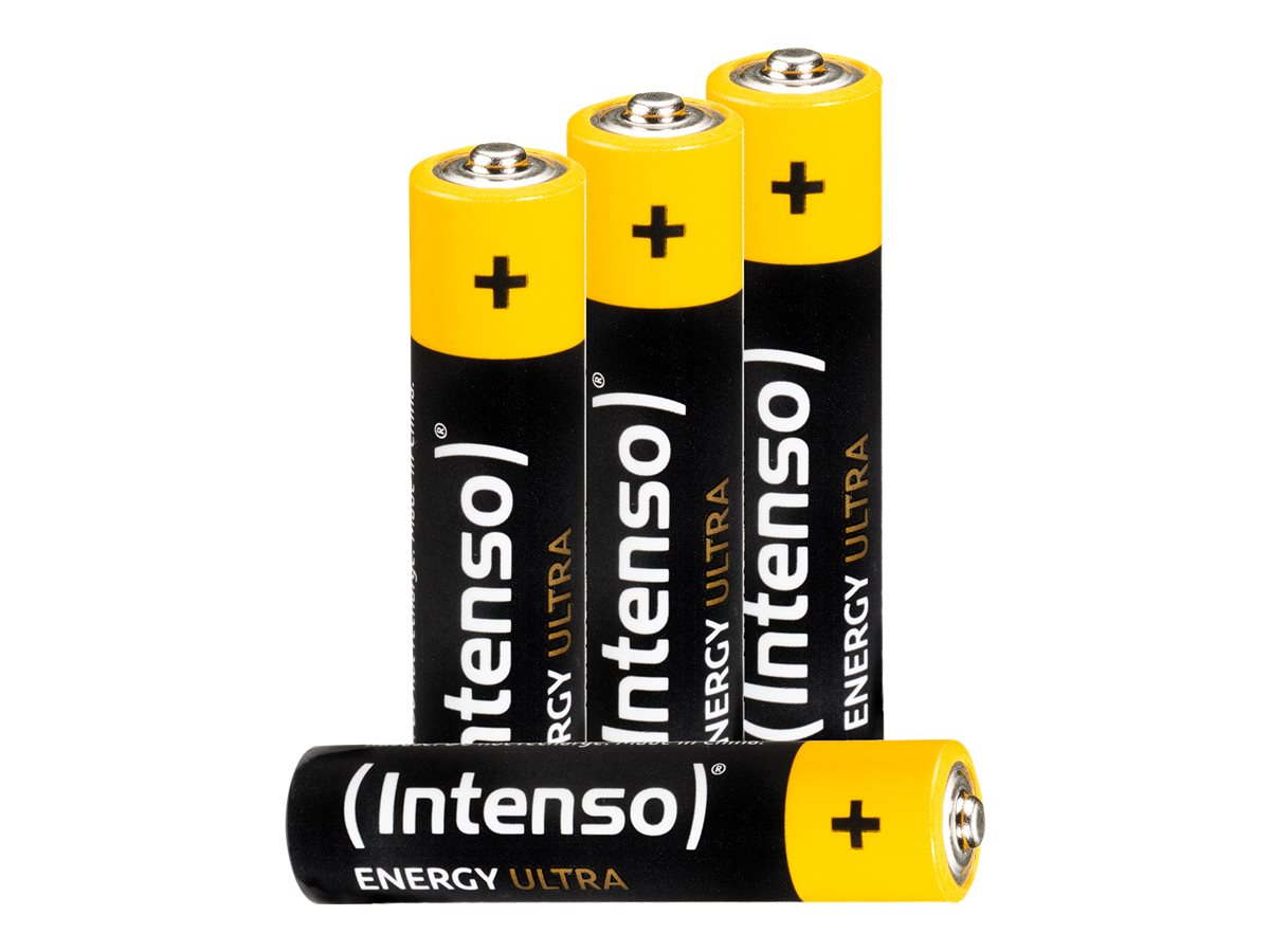 Intenso Energy Ultra AAA (LR03) Alkaline Batterien 1,5 V 1250 mAh 4er Pack Schwarz, Gelb