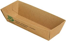 PAPSTAR Snacktray "pure", Maße: 185 x 35 x 30 mm aus ungebleichtem FSC-zertifiziertem Frischfaserkarton, - 1 Stück (87245)