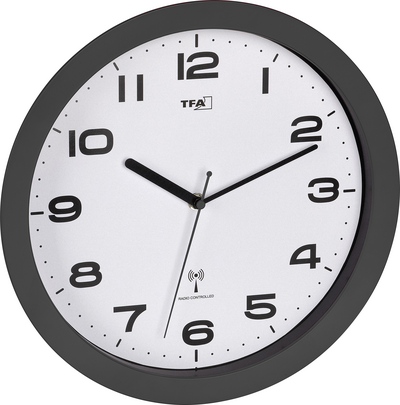 TFA Dostmann 60.3554.10 Funk Wanduhr 50 mm x 320 mm Anthrazit Leisegang-Uhrwerk (60.3554.10)