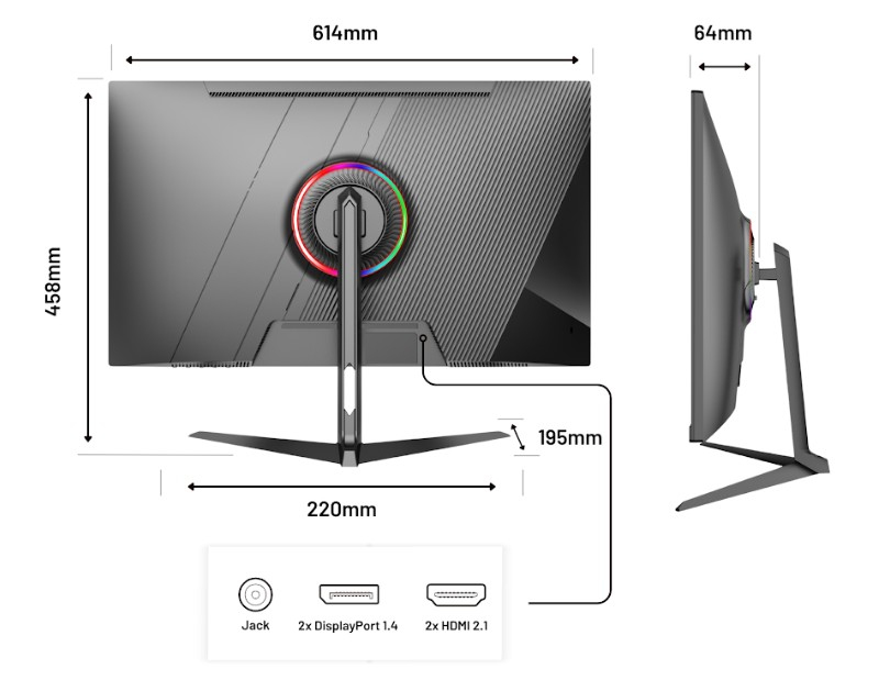 JAPANNEXT Gaming Monitor 27" Dual Mode 160Hz/4K (3840x2160) & 320Hz/FHD (1920x1080) 0,5ms | HDR | Neigungsverstellbar Integrierte Lautsprecher | 100% sRGB G-Sync/FreeSync (JN-I270UHD16FHD32)