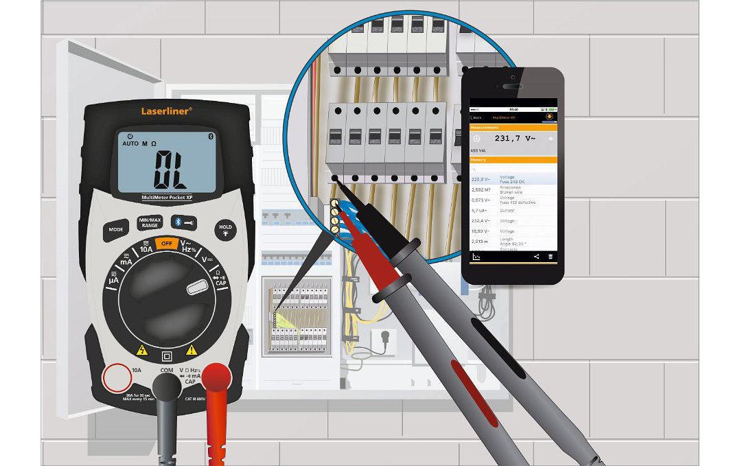 Laserliner MultiMeter Pocket XP Multimeter 4000 Counts CAT III 600 V Bluetooth