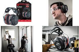 3M Pro-Protect Kapselgehörschutz 90545E, schwarz / rot mit Bluetooth, aktives Mikrofon für Kommunikation und - 1 Stück (90545E)