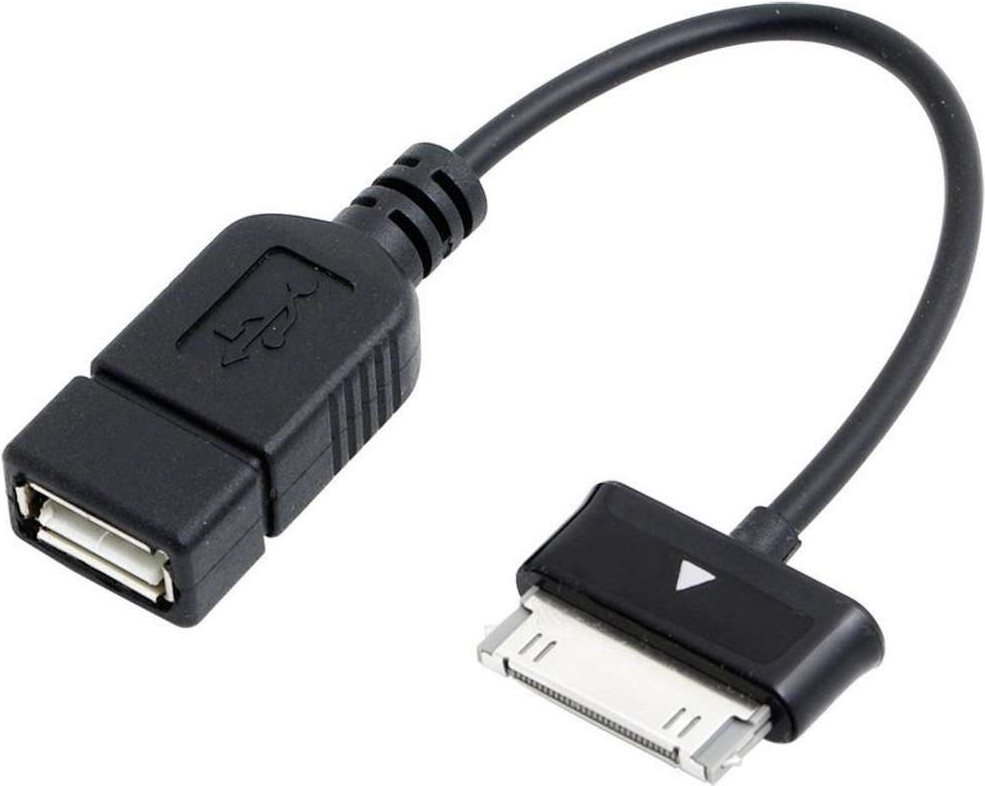 Renkforce USB 2.0 Anschlusskabel [1x Samsung Stecker - 1x USB 2.0 Buchse A] 0.10 m Schwarz mit OTG-Funktion, vergoldete Steckkonta