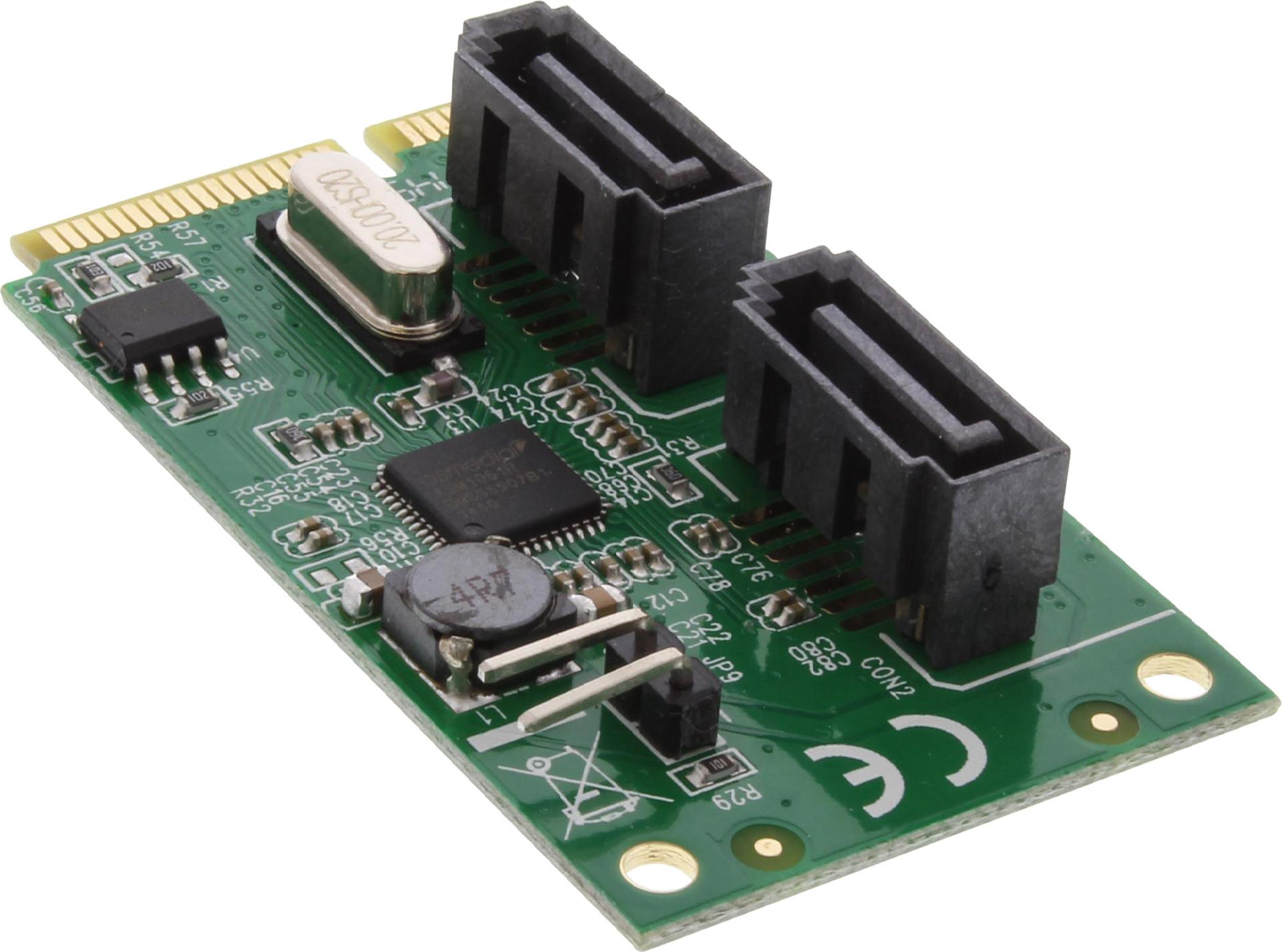 InLine RAID Speichercontroller Mini-PCIe 2.0 2x SATA 6Gb/s RAID 0/1 Silber