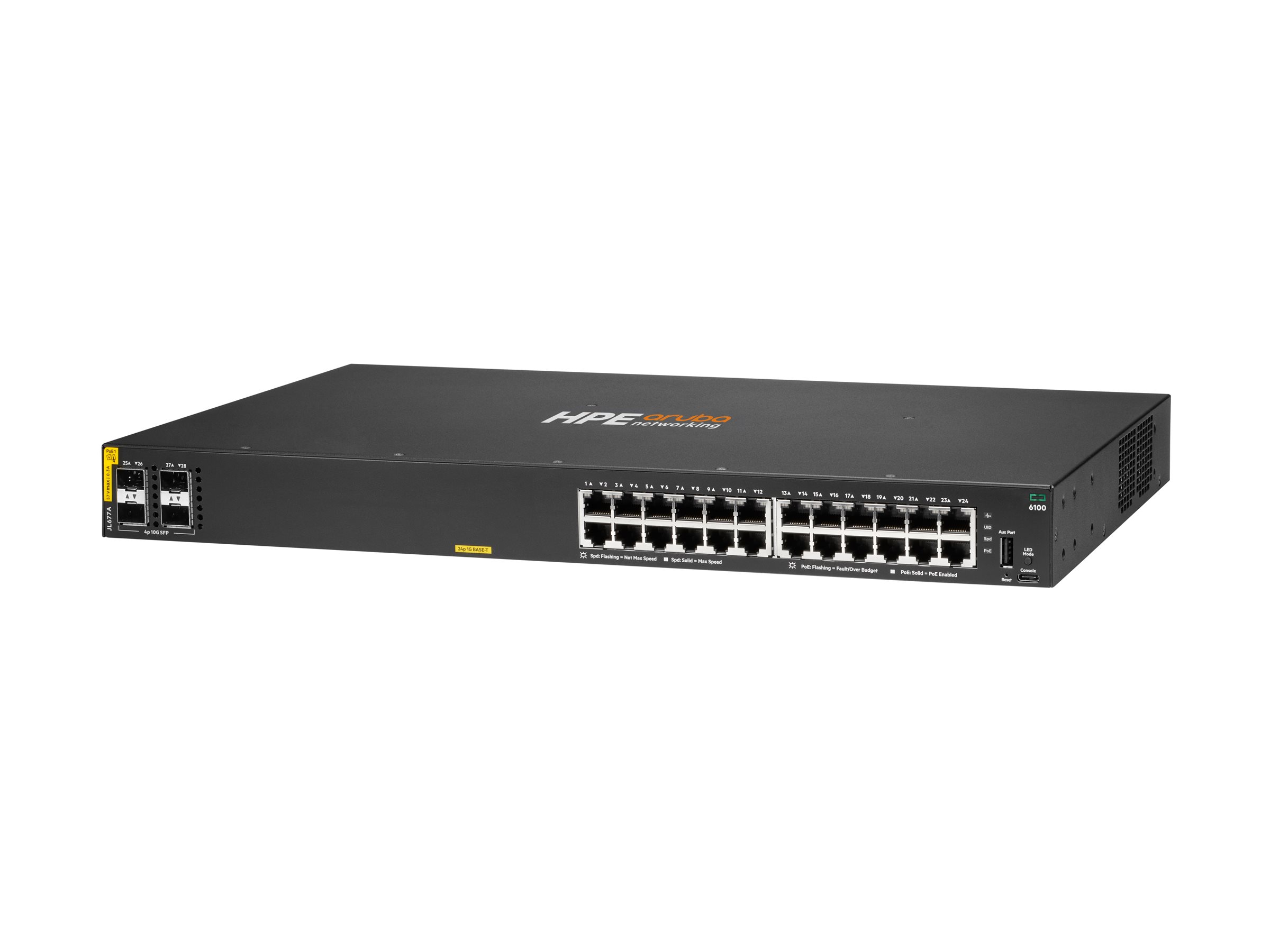 HPE Aruba CX 6100 24G Class4 PoE 4SFP+ Managed Switch Schwarz