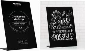 EUROPEL Tischaufsteller L-Standard, DIN A6, schwarz Kreidetafel mit integriertem Standfuß, aus Polystyrol, - 1 Stück (356287)