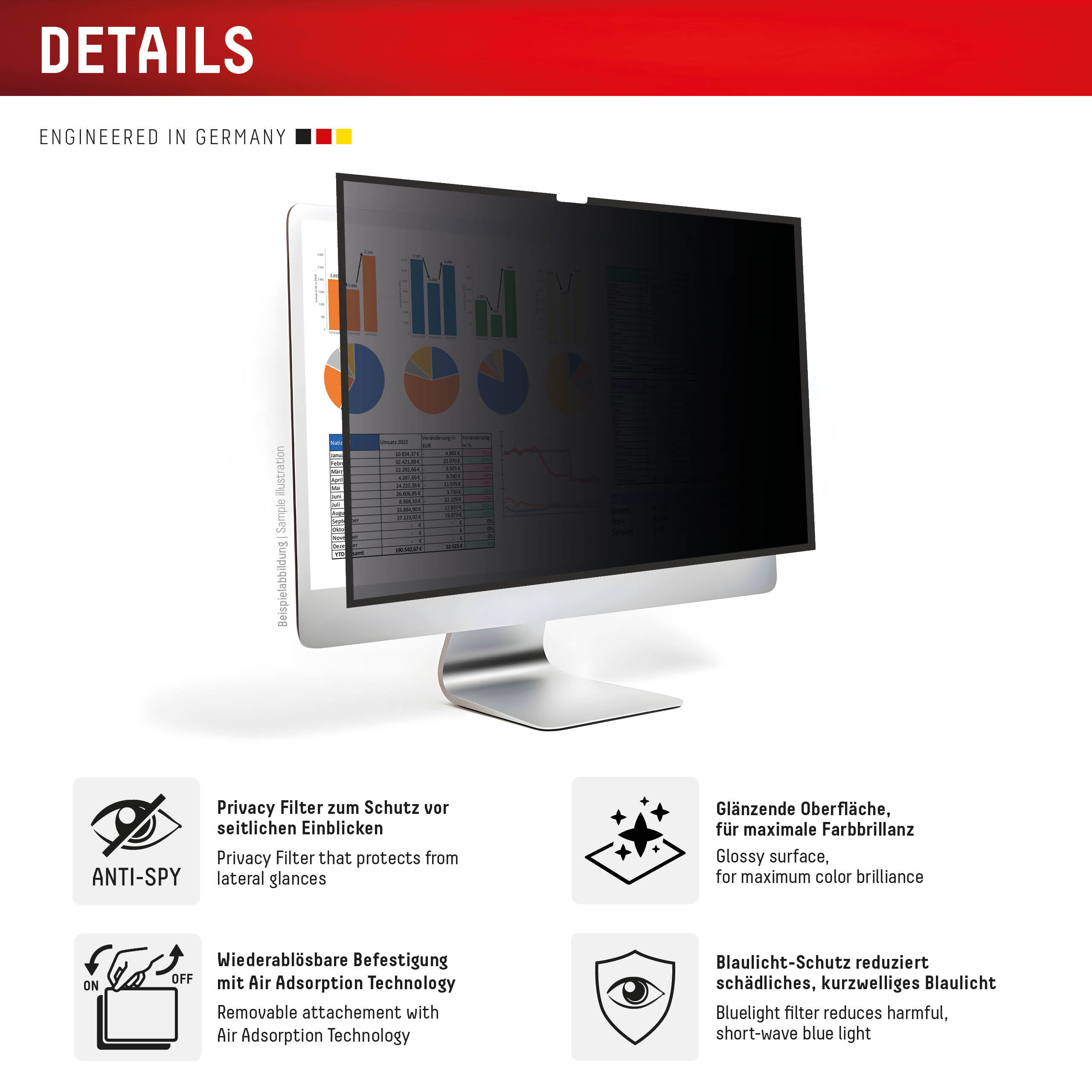 E.V.I. DISPLEX Privacy Safe Apple iMac 24" Blickschutzfilter Schwarz