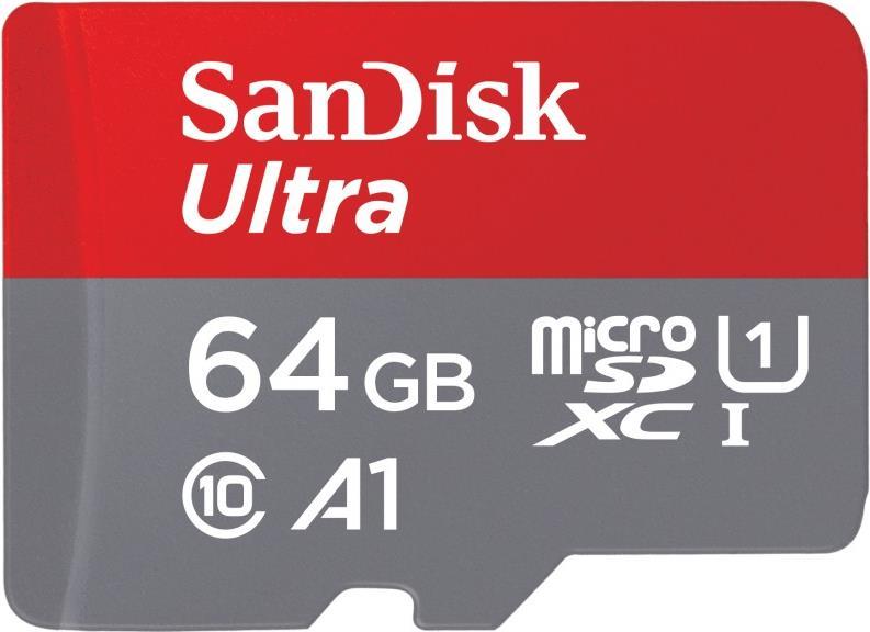SanDisk microSDHC Ultra 64GB (UHS-1/Cl.10/100MB/s) + Adapter, Tablet (00215482)