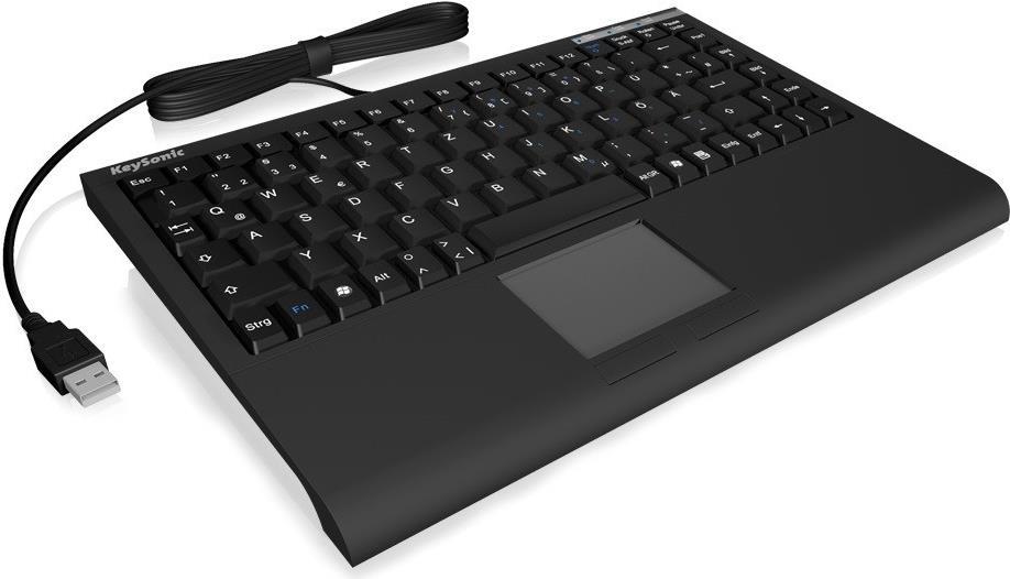KeySonic ACK-540 U+ Mini-Tastatur US Layout USB Schwarz
