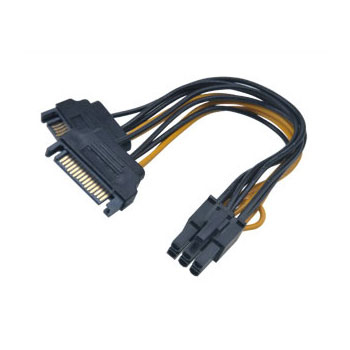 Akasa AK-CBPW13-15 Stromadapter 2x SATA 15-Pin auf 1x PCIe 6-Pin 0,15 m Schwarz