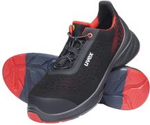 uvex 1 G2 Sicherheits-Halbschuh S1P, schwarz/rot, Gr. 43 gelochter Halbschuh, Obermaterial: Mikrovelours, - 1 Stück (6837243)