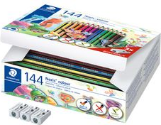STAEDTLER DreikantFarbstift Noris colour, 144er Karton-Box dreieckig, 100% PEFC, aus Wopex-Material, Länge: 176 mm, - 1 Stück (187 C144)