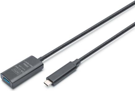 DIGITUS Aktives USB 3.2 Gen2 10G Verlängerungskabel, USB-C - USB-A, 5m (DA-73113)