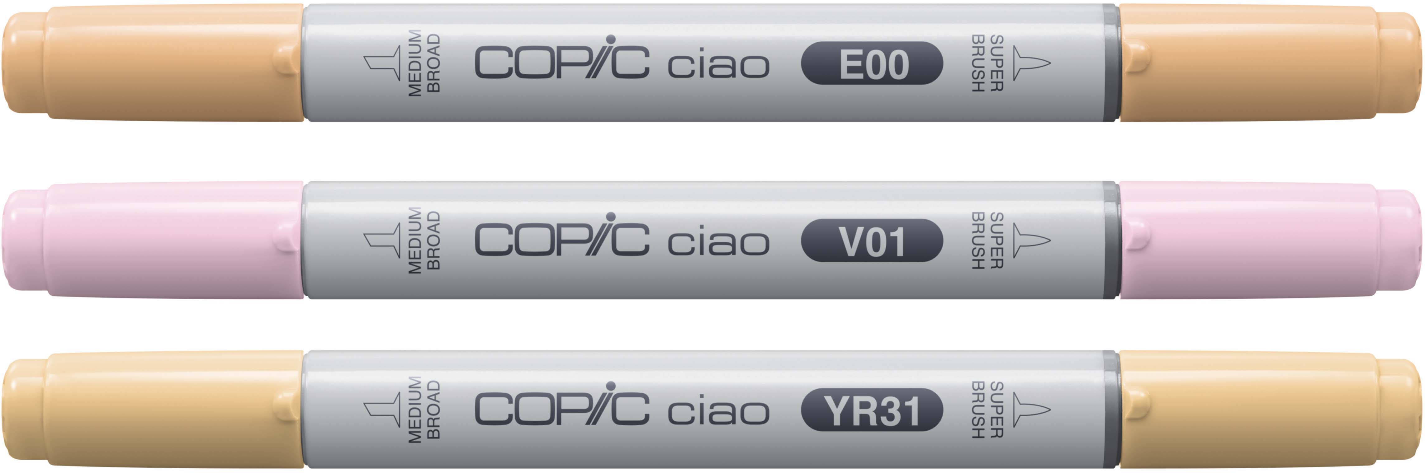 Copic Ciao LAYER &amp; MIX Sunset Palette Layoutmarker-Set, 1,0 + 6,0 mm, 3 St., Beige/Pink/Gelb