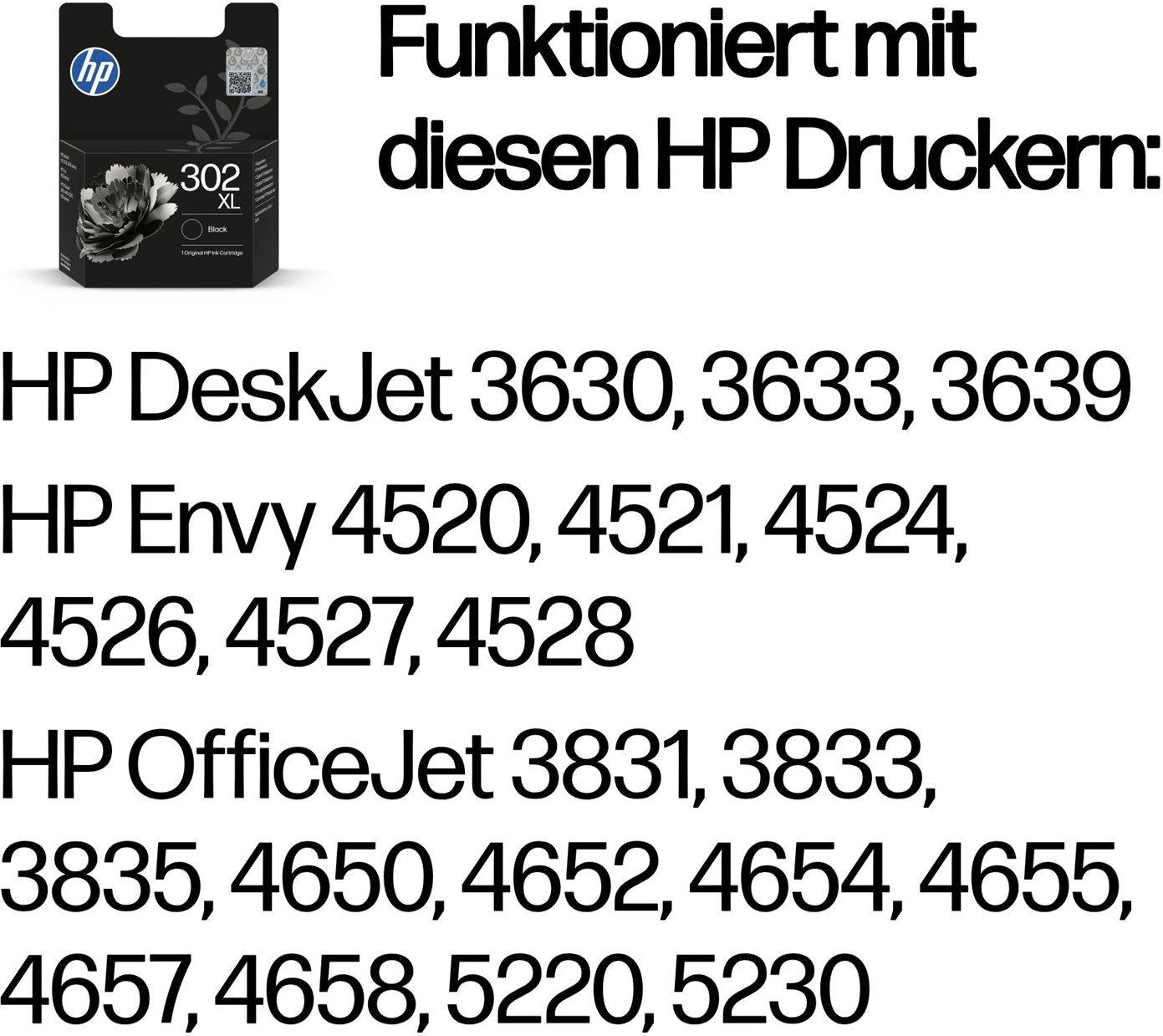 HP 302XL Tintenpatrone Schwarz Hohe Ergiebigkeit