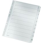 LEITZ Mylarkarton-Register, Zahlen, A4, 1-10, 10-teilig,grau 160 g-qm, mit beschriftbarem Deckblatt, Tabe und Lochung (4324-00-00)