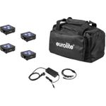 EUROLITE Set 4x AKKU Flat Light 3 sw + Ladenetzteil + Soft-Bag (20000476)