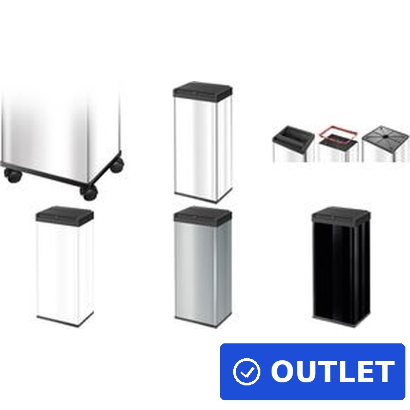 Hailo Abfalleimer Big-Box Swing XL, 52 L, silber Großraum-Abfallbox, Stahlblech und Kunststoff, automatisch - 1 Stück (0860-221) (geöffnet)