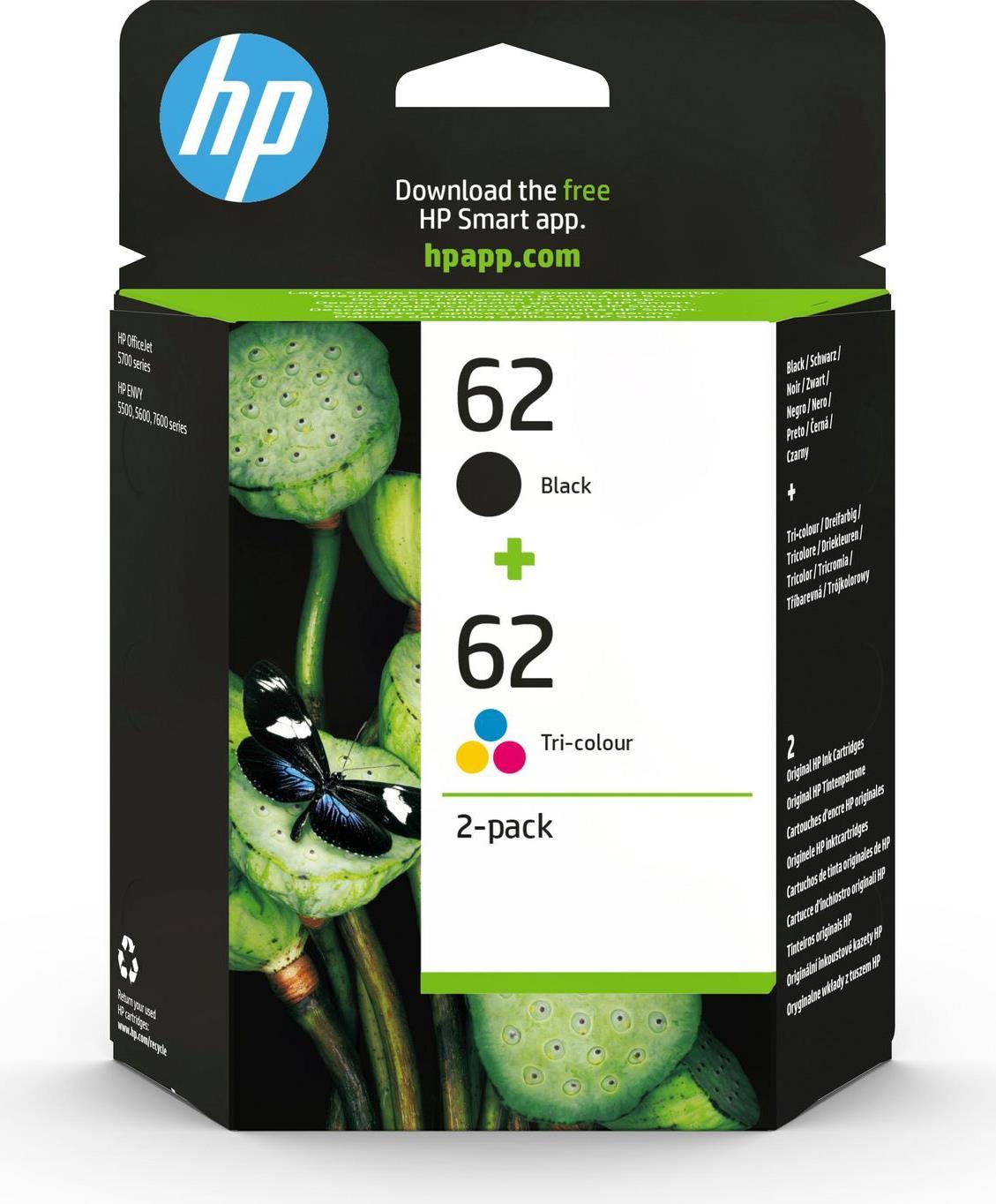HP 62 Multipack Tintenpatronen Schwarz Cyan Magenta Gelb