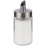 APS Zuckerdosierer, mit Dosierrohr, Edelstahl/Glas Behälter aus Glas, Schraubddeckel aus Edelstahl, - 1 Stück (40509)