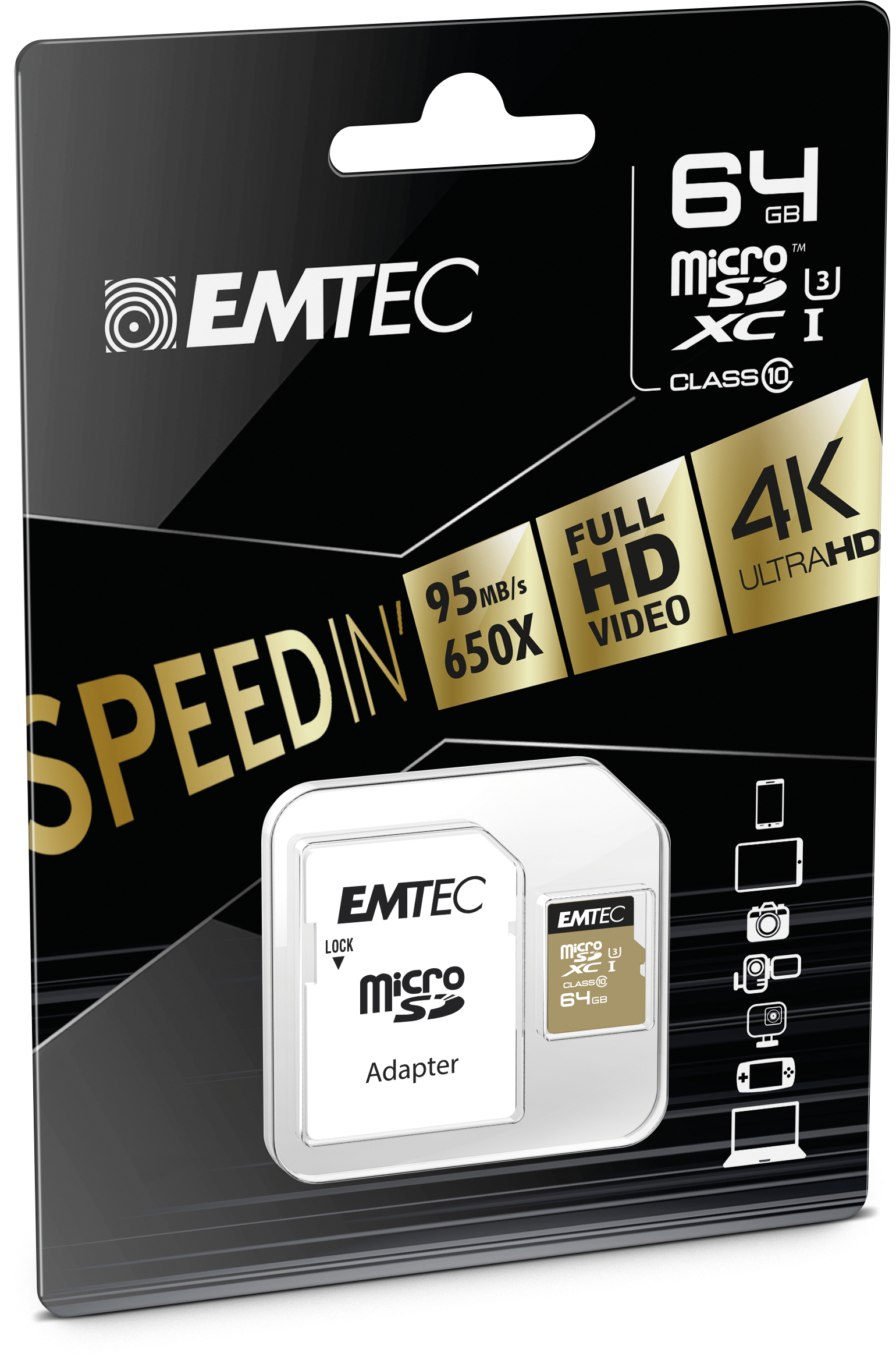 Emtec SpeedIN' microSDXC 64 GB UHS-I U3 Class 10 Speicherkarte
