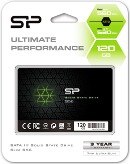 Silicon Power SSD 120GB 2.5" SATAIII S56 Black Retail NAND (SP120GBSS3S56B25)