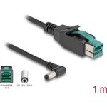 Delock PoweredUSB Kabel Stecker 12 V zu DC 5,5 x 2,5 mm Stecker gewinkelt 1 m (80609)