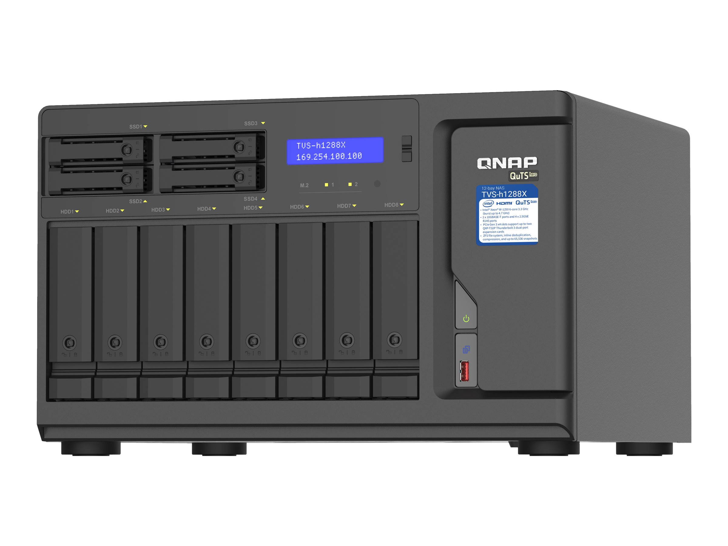 QNAP TVS-h1288X NAS-Server 12-Bay Intel Xeon W-1250 16 GB DDR4 ECC Schwarz