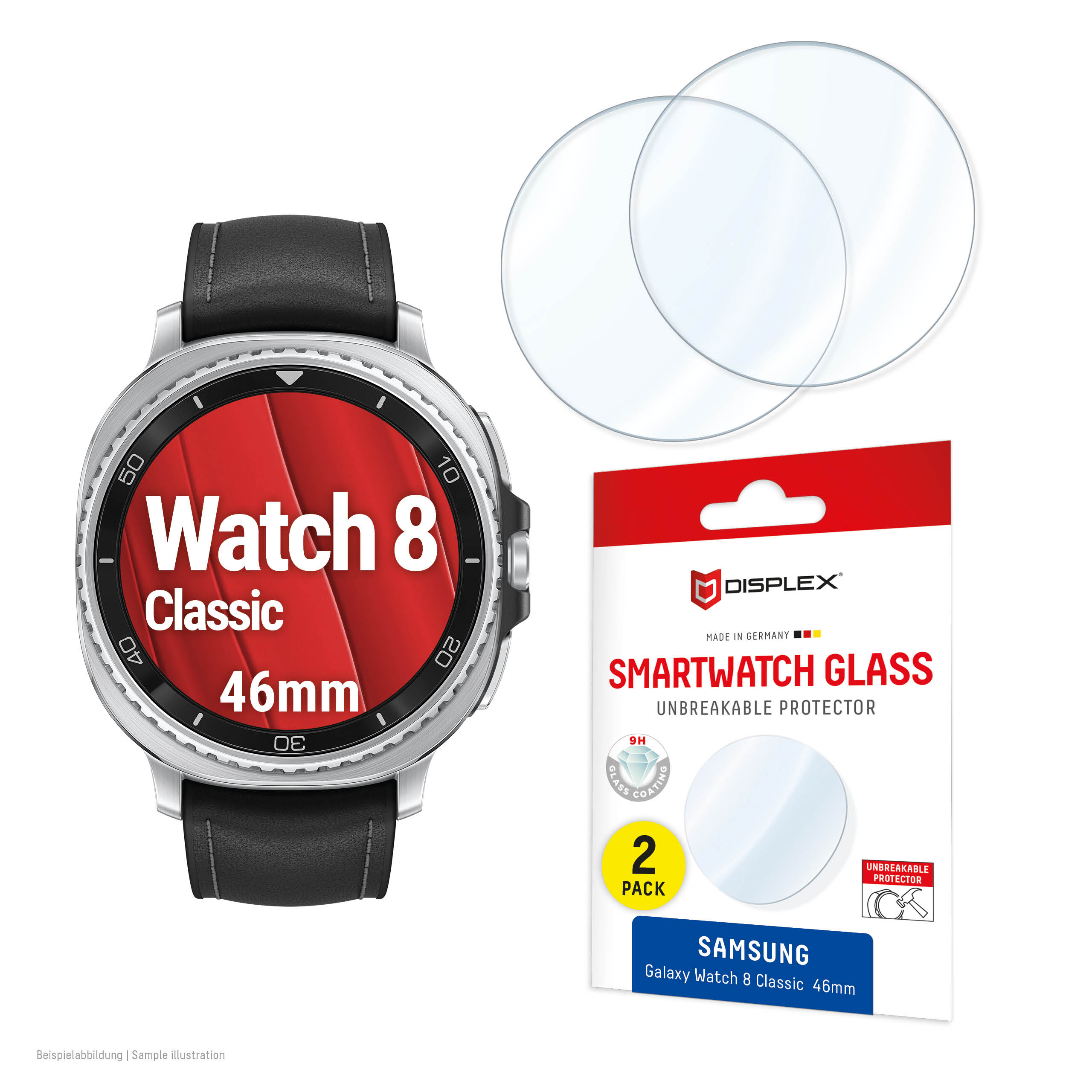 Displex Glass Samsung Galaxy Watch8 Classic 46mm Displayschutz Gehärtetes Glas Transparent