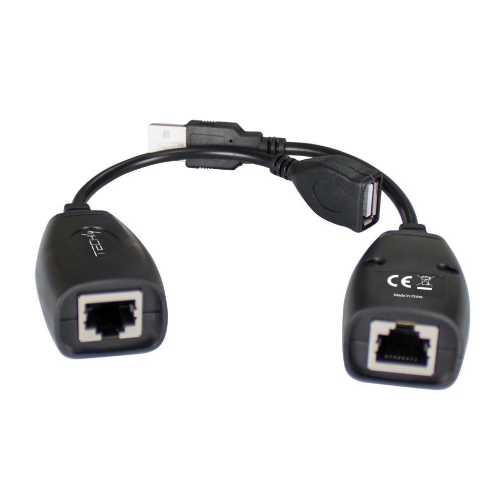 Techly USB-Extender über Cat5e/Cat6 USB RJ-45 50 m Schwarz
