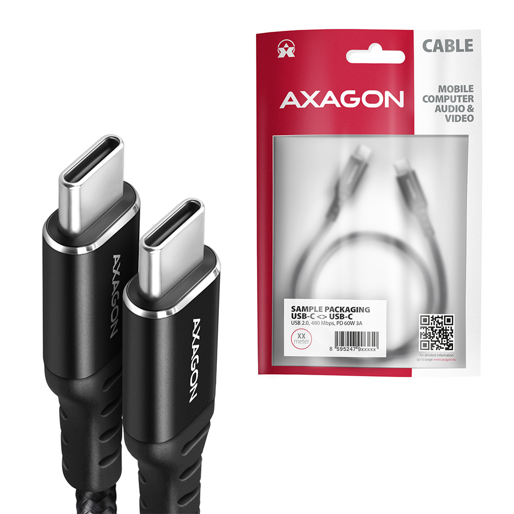 AXAGON BUCM-CM30AB USB Typ-C-Kabel 3 m PD 60W Schwarz