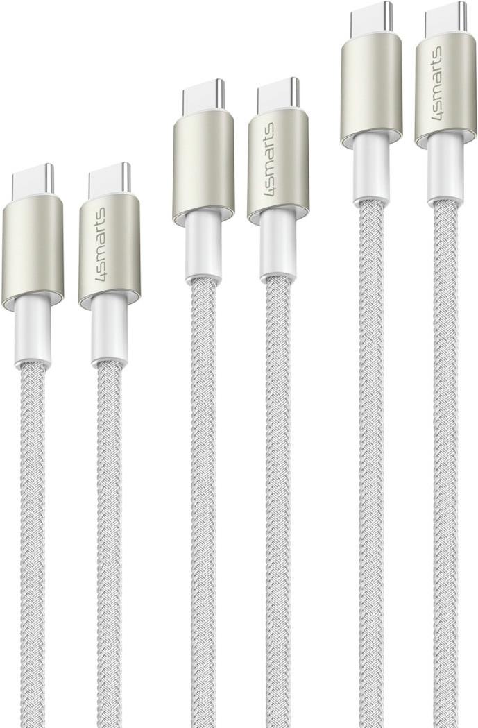 4smarts USB-C auf Kabel PremiumCord 60W 3er Set 0.5m+1.5m+3m weiss (540621)