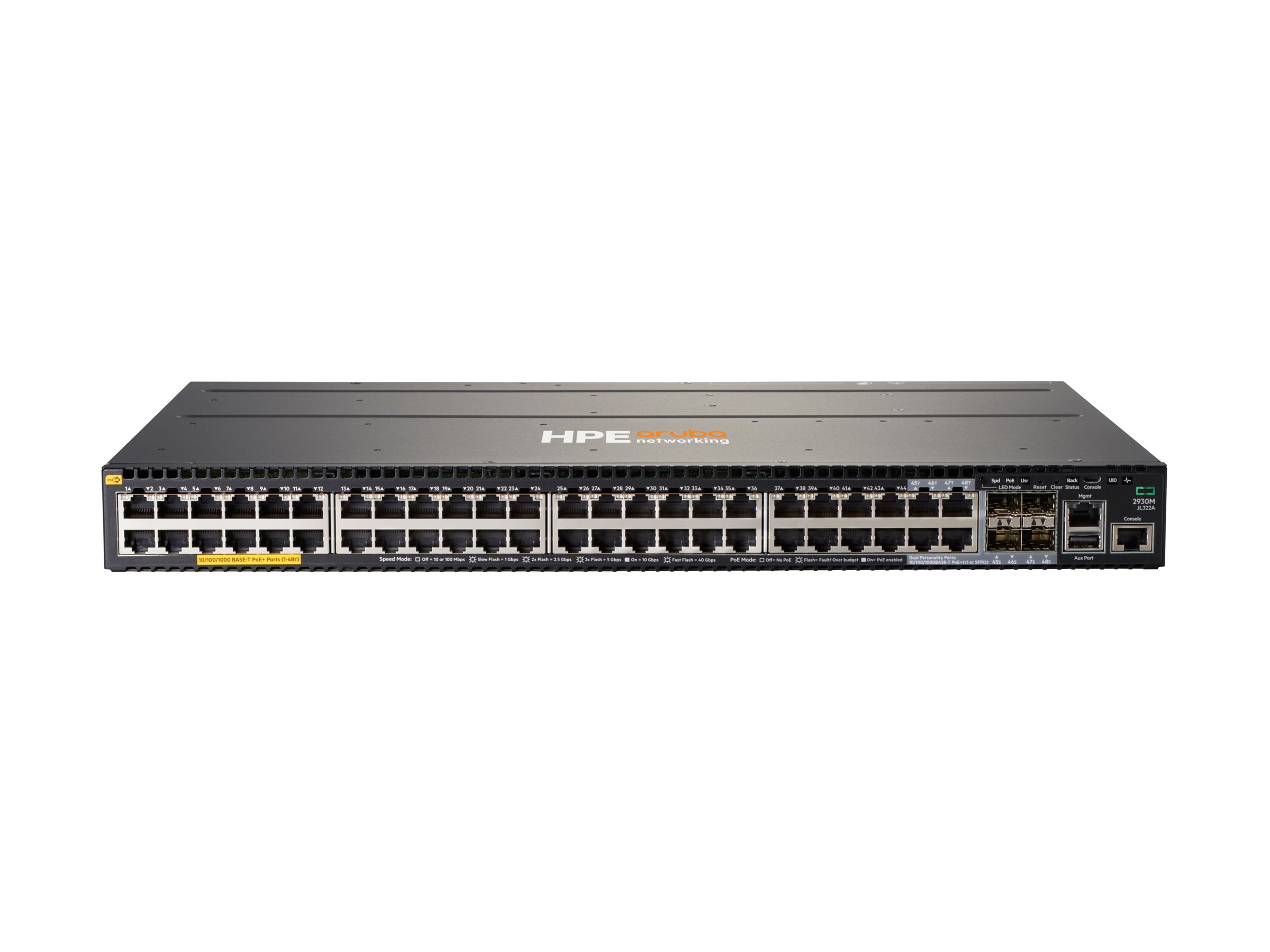 HPE Aruba 2930M 48G POE+ 1-Slot Managed Switch 48 Ports PoE+ Schwarz