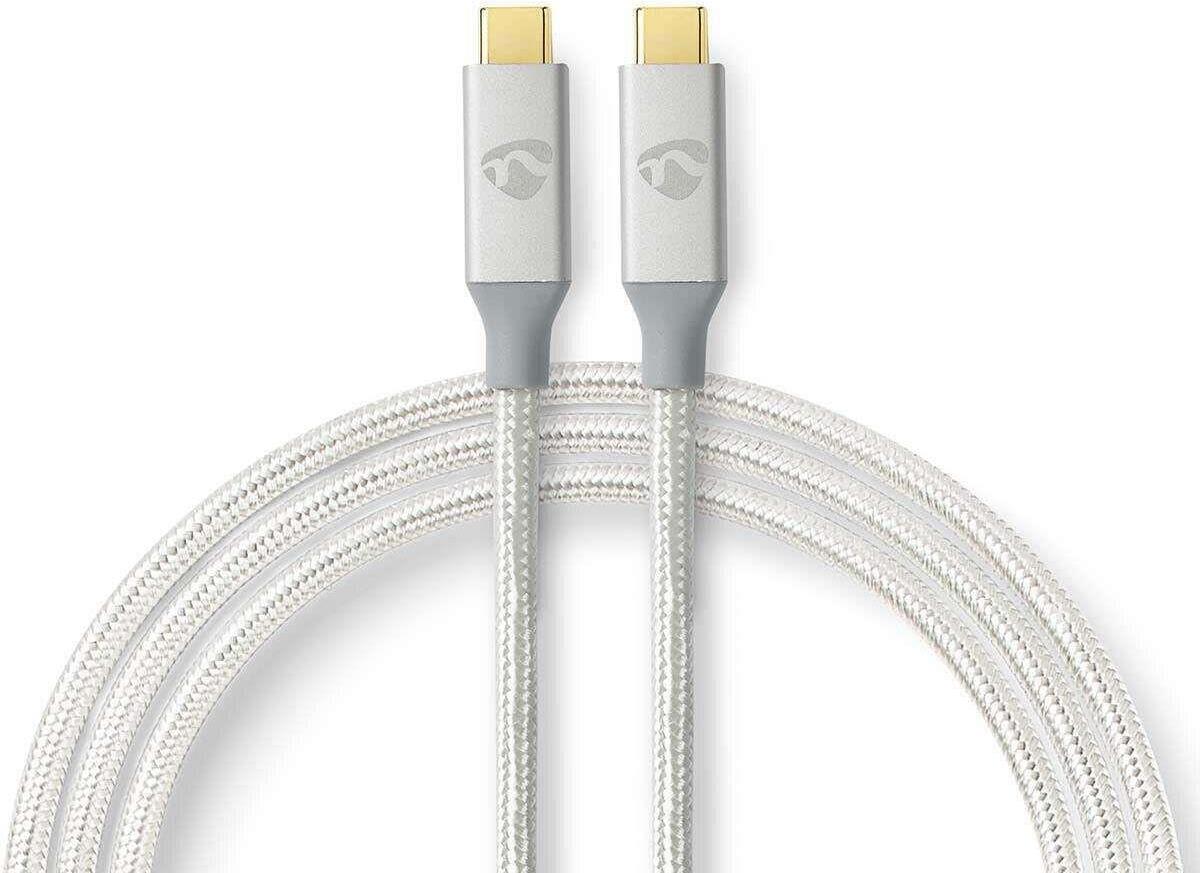 Nedis USB-Kabel | USB 3.2 Gen 2x2 | USB-C™ Stecker | 20 Gbps | Vergoldet | 1.00 m | rund | Geflochten / Nylon | Silber | Verpackung mit Sichtfenster (CCTB64020AL10)