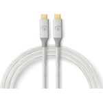 Nedis USB-Kabel | USB 3.2 Gen 2x2 | USB-C™ Stecker | 20 Gbps | Vergoldet | 1.00 m | rund | Geflochten / Nylon | Silber | Verpackung mit Sichtfenster (CCTB64020AL10)