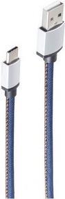 S-CONN USB Ladekabel USB A-ST auf USB C-ST Jeans blau 1,0m (14-50027)
