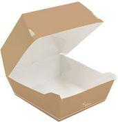 NATURE Star Burgerbox Carta, Klappdeckel, 140 x 140 x 85 mm To-Go-Box aus Pappe, außen braun, rechteckig, hochwertige - 1 Stück (41522)