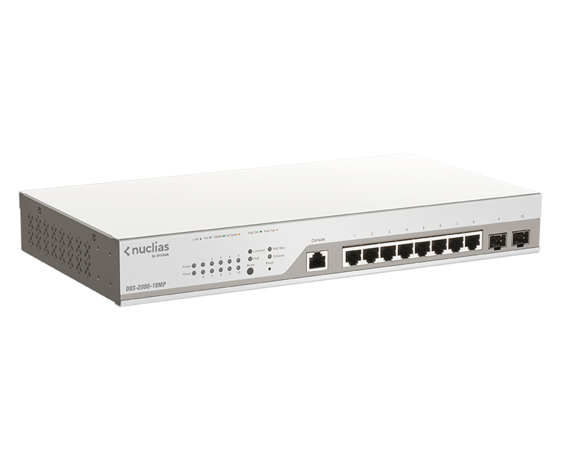 D-Link Nuclias Cloud-Managed DBS-2000-10MP 10-Port Managed PoE+ Switch Grau