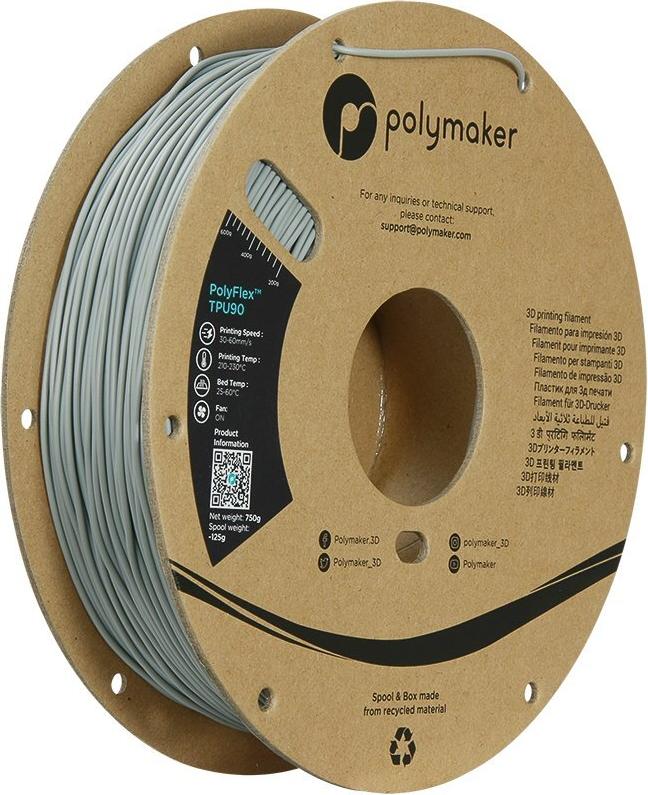 Polymaker PD02003 TPU90 Filament TPU flexibel 1.75 mm 750 g Grau PolyFlex 1 St. (PD02003)