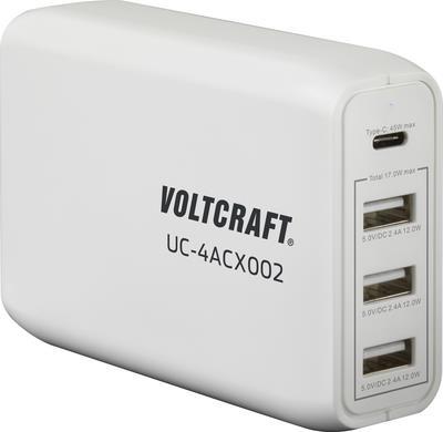 VOLTCRAFT UC-4ACX002 VC-11744745 USB-Ladegerät Steckdose Ausgangsstrom (max.) 3400 mA 4 x USB, USB-C™ Buchse (Power Delivery) (VC-11744745)