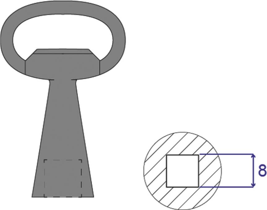 SCHROFF SCHLUESSEL 4KANT 8MM (60114365)