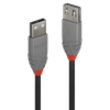 Lindy Anthra Line - USB-Verlängerungskabel - USB (M) bis USB (W) - USB2.0 - 1,0m - rund - Schwarz (36702)