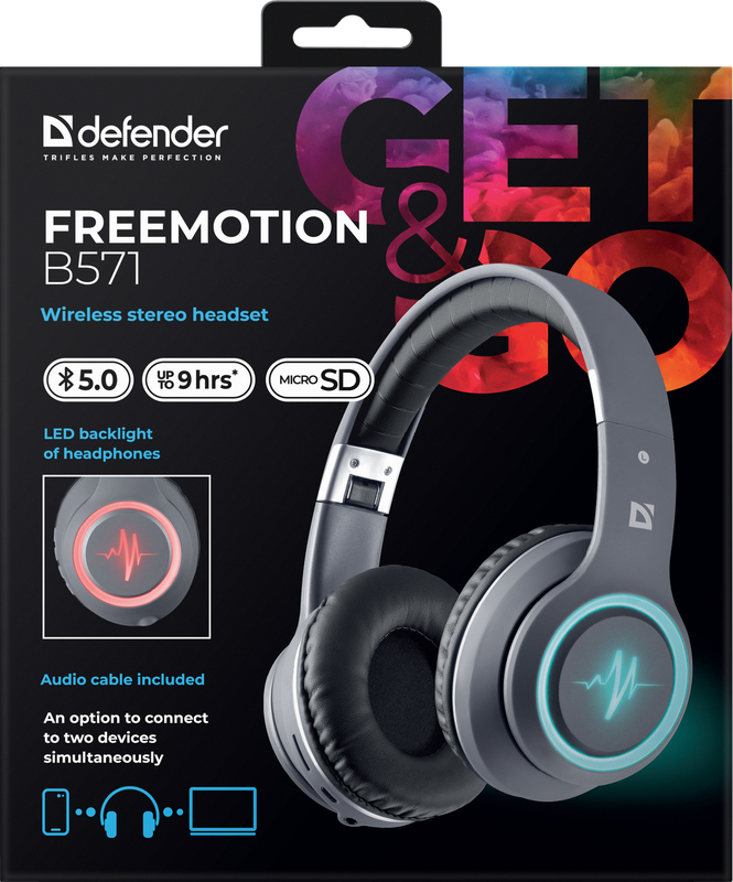Defender FREEMOTION B571 LED Bluetooth In-Ear-Kopfhörer Grau