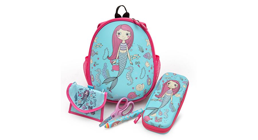 WEDO Kinderrucksack "Meerjungfrau", türkis/pink aus Vinyl & Polyesterfaser, feste Frontseite, mit Reißver - 1 Stück (243 3310)