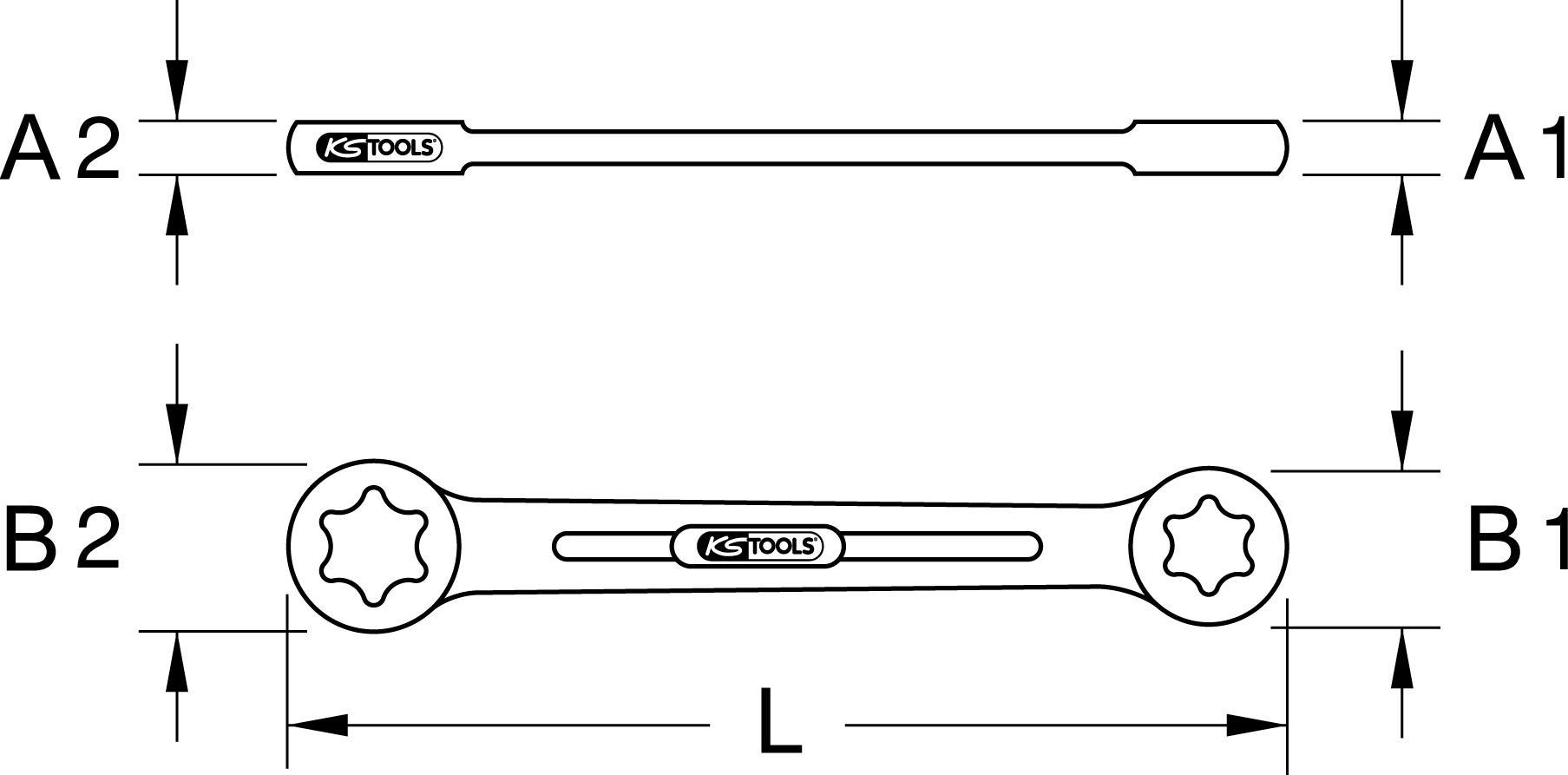 KS TOOLS CHROMEplus TX-E-Doppel-Ringschlüssel XL, E14xE16 (518.0934)