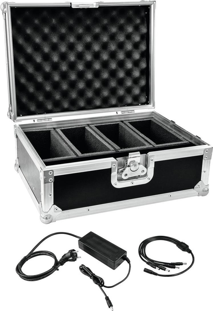 EUROLITE Set Flightcase 4x AKKU Flat Light 1 + Ladegerät (20000448)