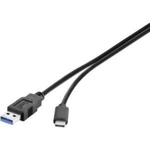 Renkforce USB 3.1 Anschlusskabel [1x USB 3.0 Stecker A - 1x USB-C™ Stecker] 1.80 m Schwarz UL-zertifiziert, vergoldete Steckkontak (1460361)